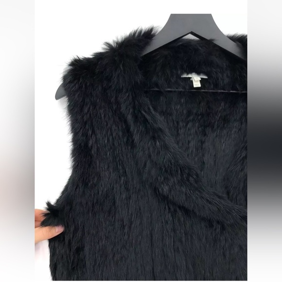 JOIE Andoni Rabbit Fur Vest Black S EUC Designer Luxury - Picture 2 of 8